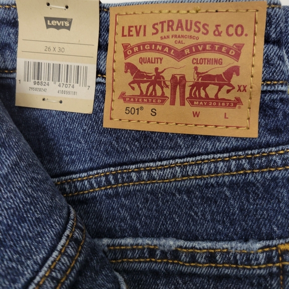 Levi’s 501s Button-Fly Skinny Jeans Women’s 26W x 30L Medium Blue Denim - Picture 6 of 9